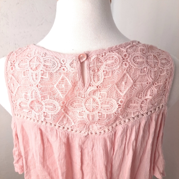 Lily Morgan | Pink cold shoulder t shirt with lace details - Picture 8 of 13